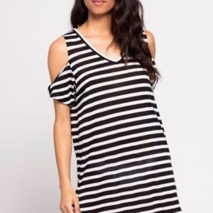 L*Space Beach Cover up - Black and White Stripe
